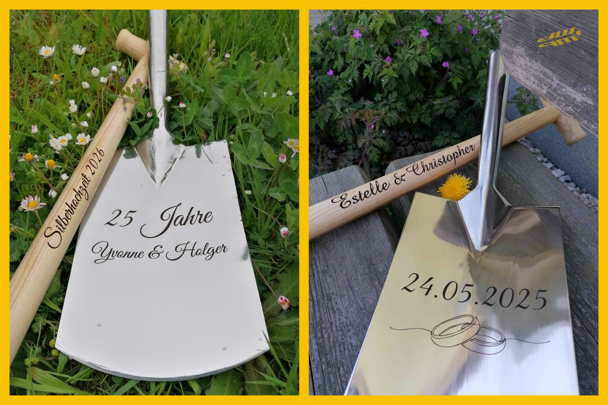 Personalisierter Spaten für Spatenstich | Gravur auf Stiel & Spatenblatt