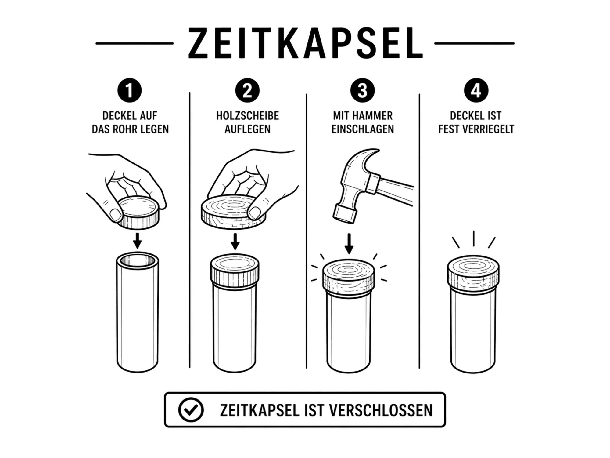 Zeitkapsel mit Gravur - Edelstahl - 25 cm - Rechteck | modern für Bauprojekte