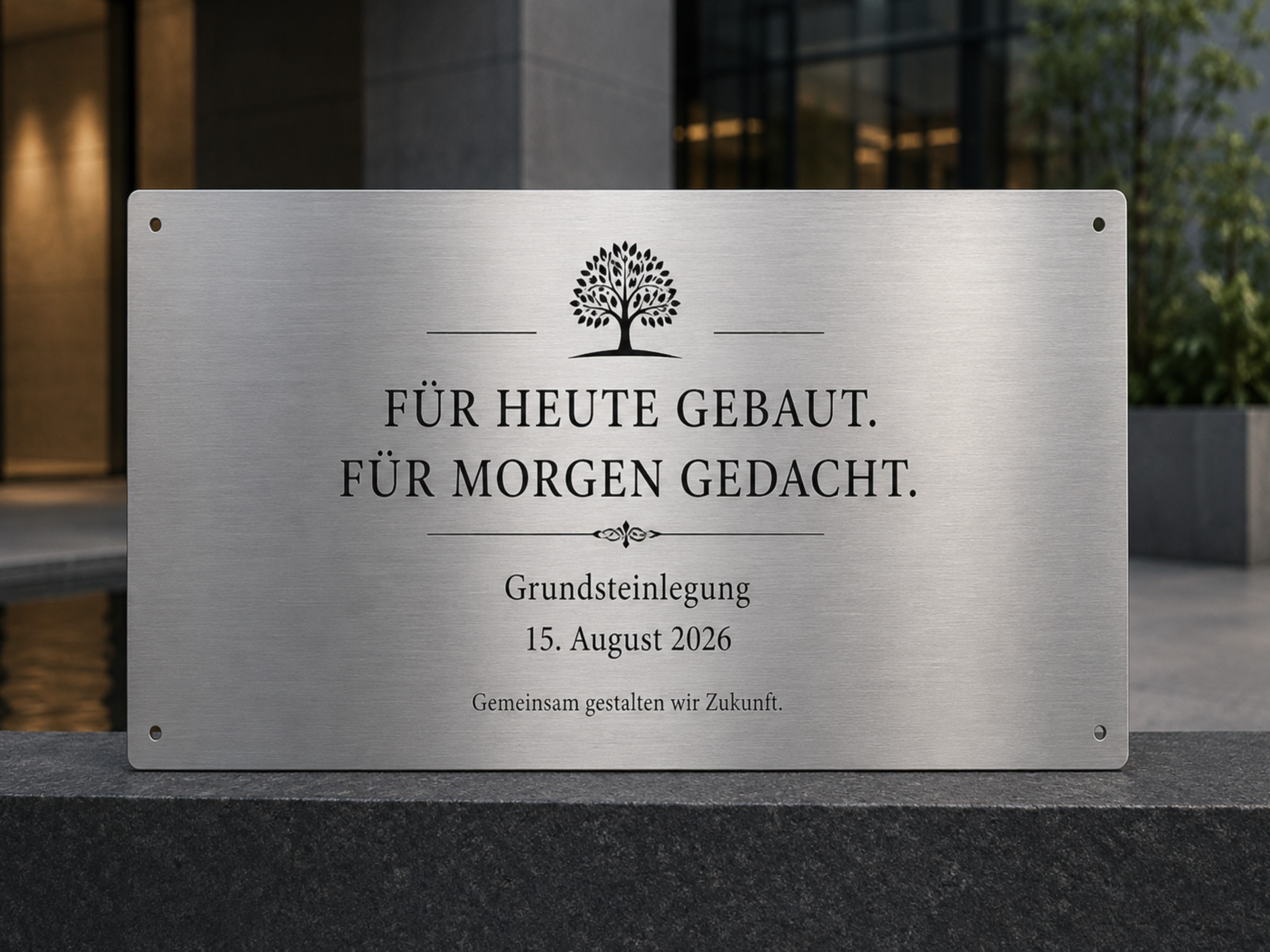 Edelstahlplatte mit Gravur 50 x 30 cm – individuelles Firmenschild oder Geschenk