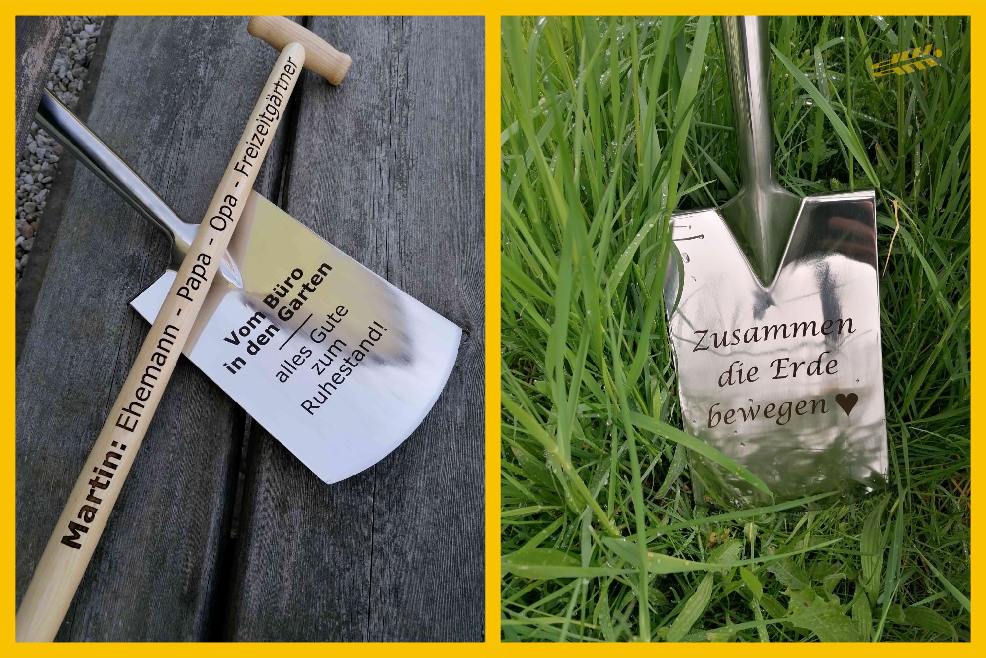 Personalisierter Spaten für Spatenstich | Gravur auf Stiel & Spatenblatt