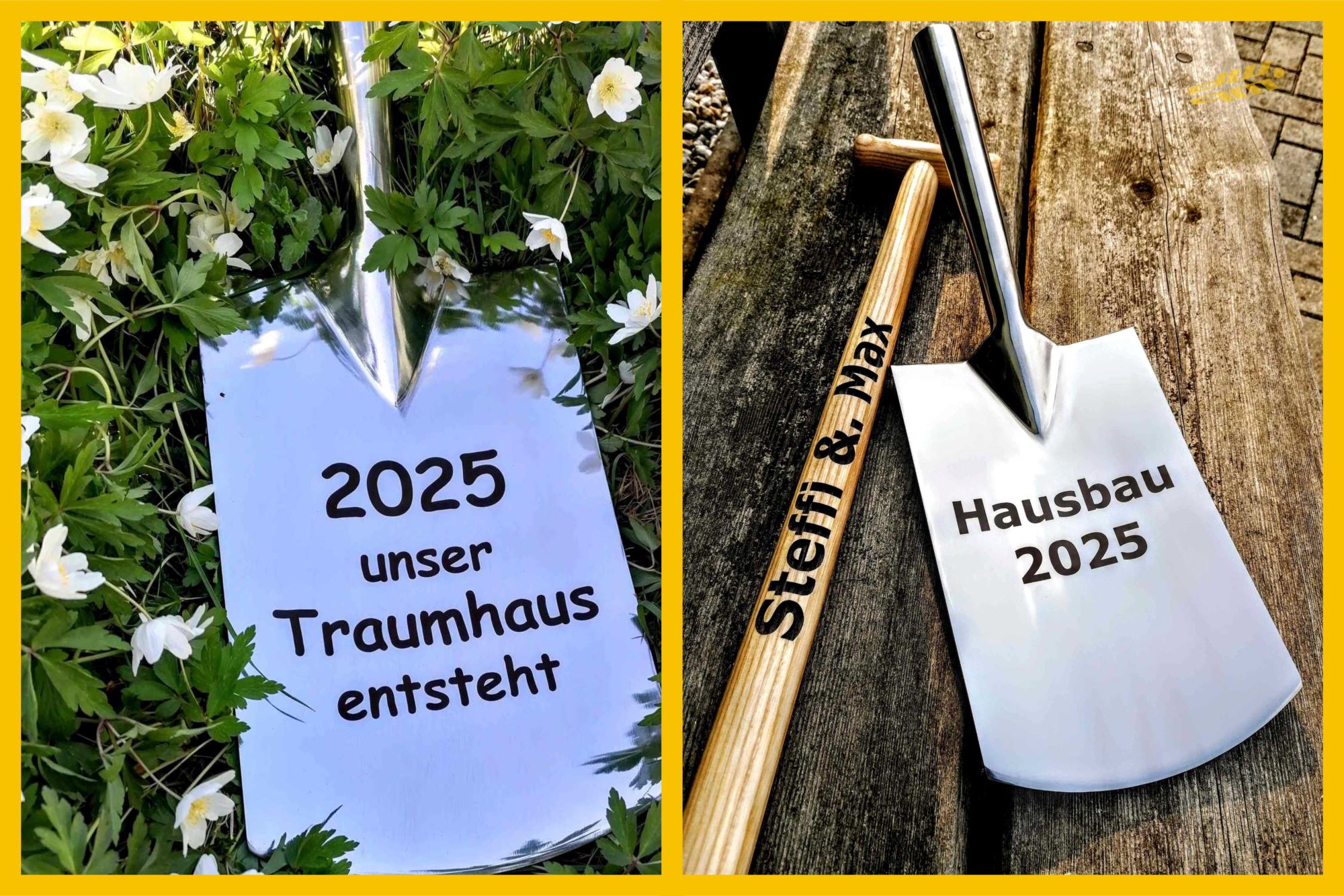 Personalisierter Spaten für Spatenstich | Gravur auf Stiel & Spatenblatt