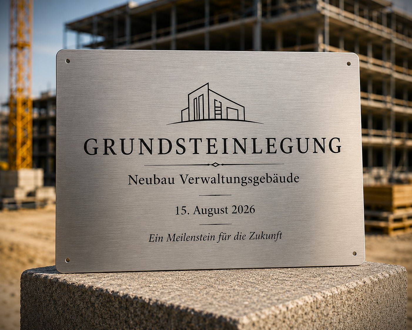 Edelstahlplatte mit Gravur 40 x 30 cm – wetterfestes Schild aus Edelstahl